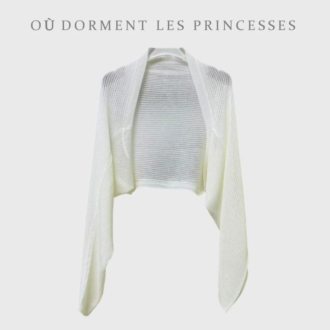 Fen姐|【聆听至简】百搭气质纯色针织天丝亚麻宽松休闲小披肩95015