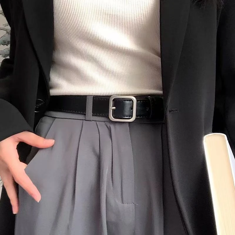 腰带饰设计感小众黑色时尚复古简约时尚配直筒牛仔裤皮带