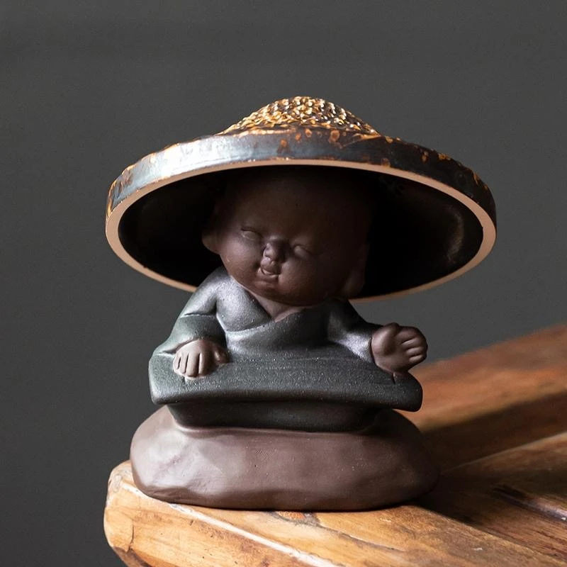 当代 DY2605禅意小和尚茶漏斗笠过滤茶滤一体过滤网功夫配件茶宠