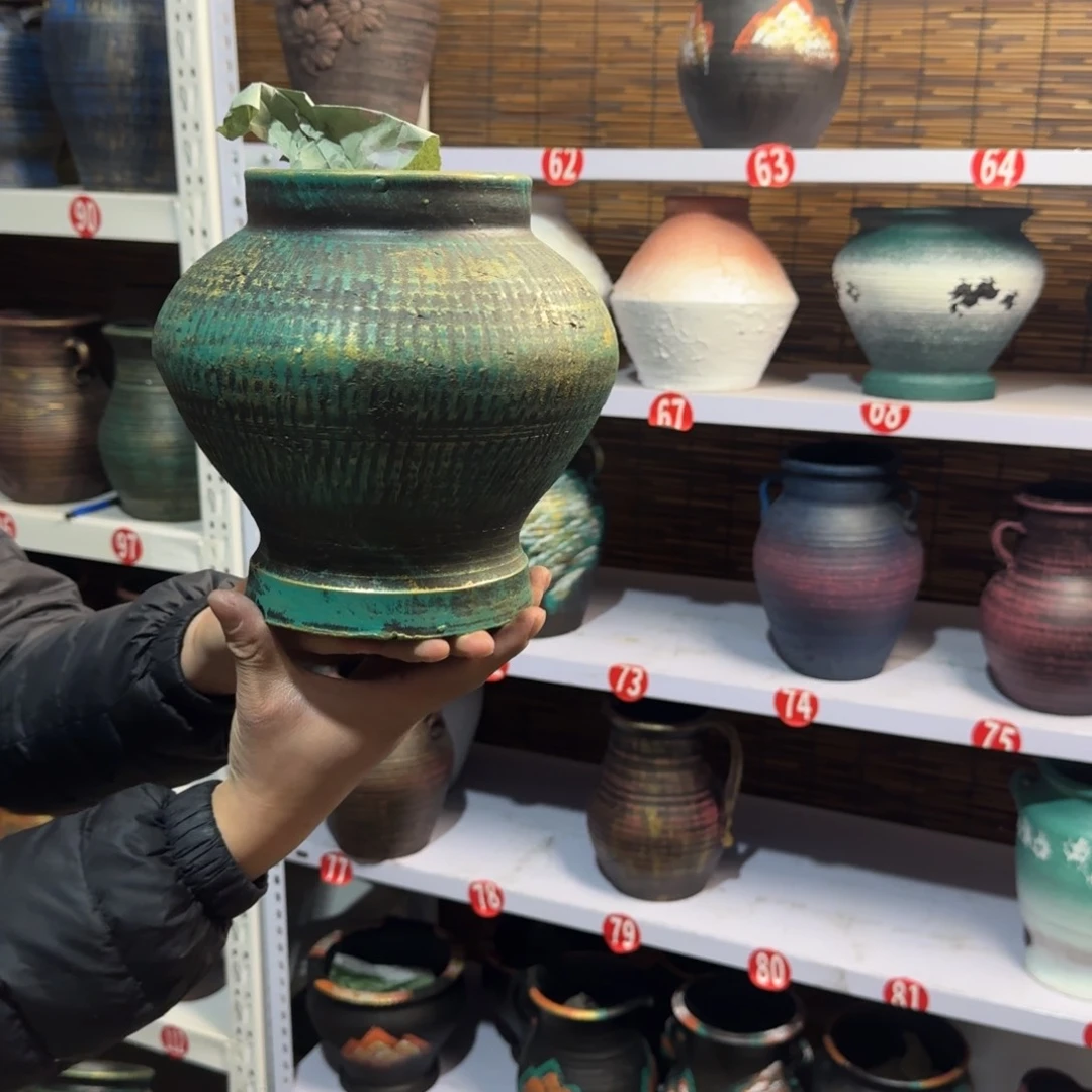 红陶红陶浮雕花盆炸炸炸