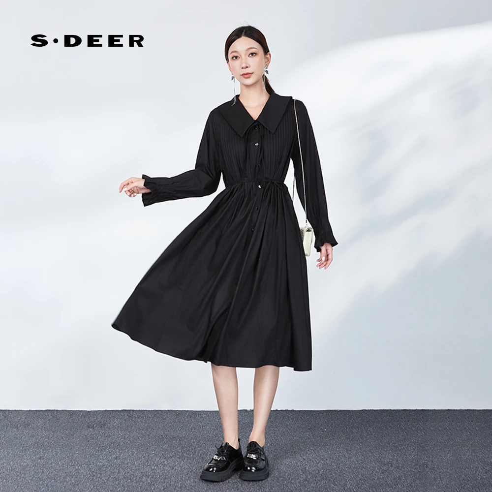 【丽公主】圣迪奥轻奢时尚黑色长款收腰修身小香风连衣裙S243Z1221