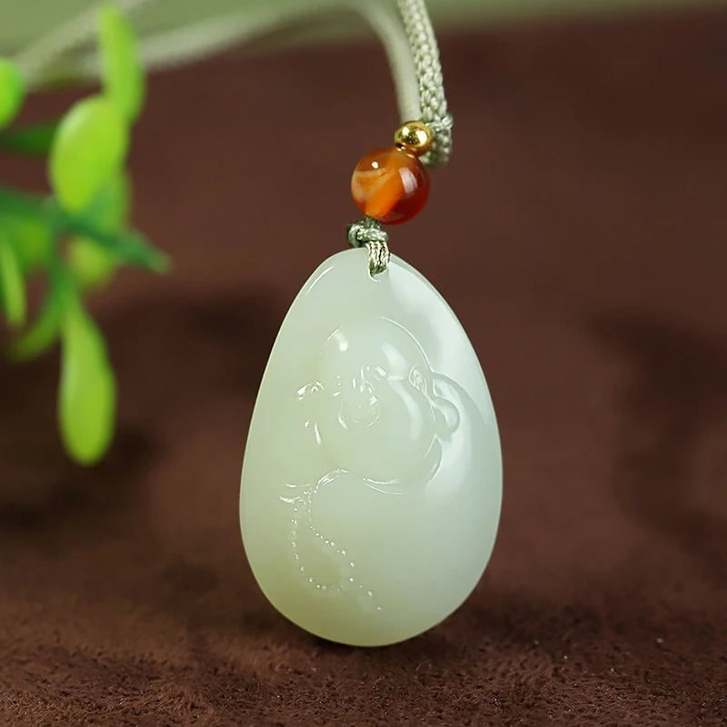 和田玉弥勒佛吊坠气质时尚雕刻挂坠精美女士多样性拍一发一