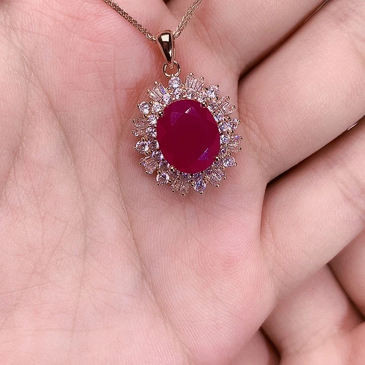 银S925镶嵌颈饰红宝石