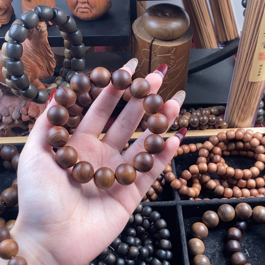 檀香木手串/手链八**财老山檀1.5黑肉奶香