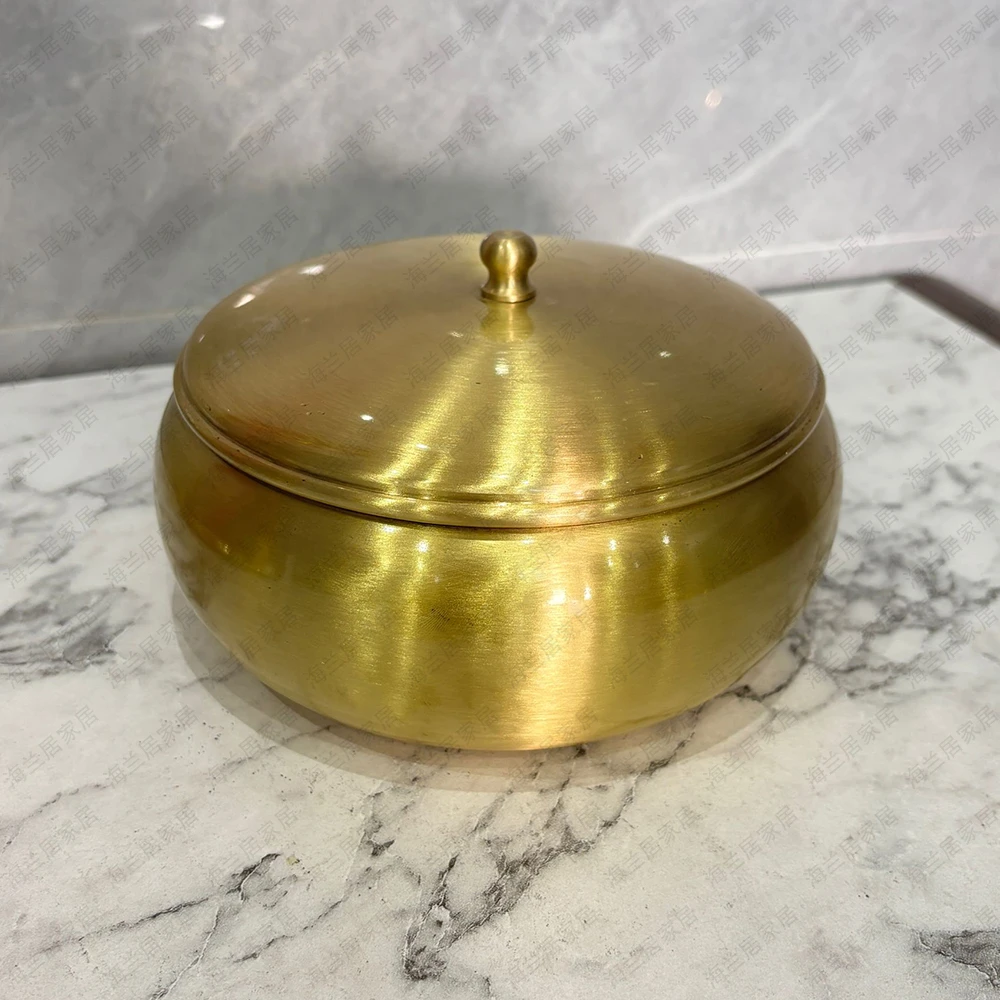 黄铜大号糖果盘带盖杯中式禅意功夫茶具配件糖果盘
