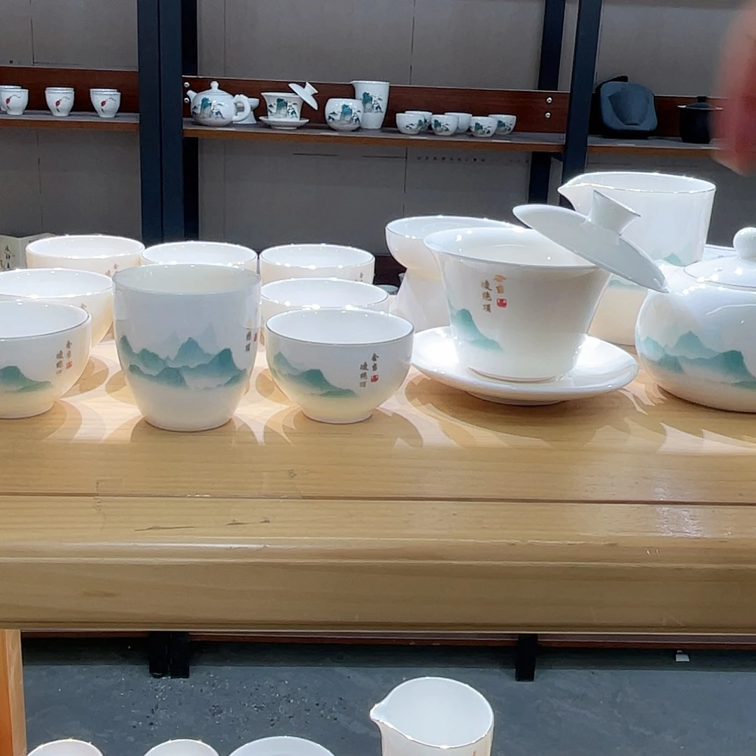 高端羊脂玉茶具套装