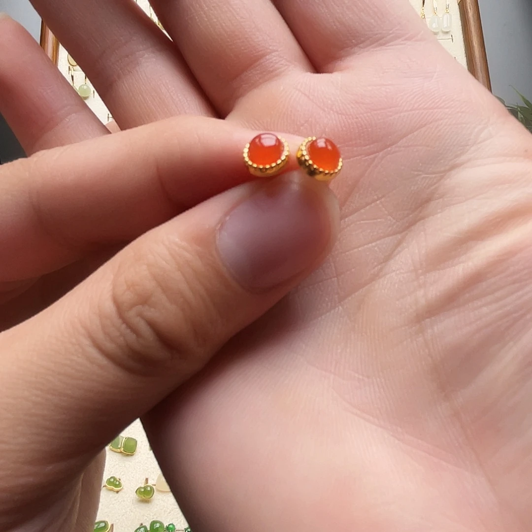 银S925镶嵌和田玉耳饰