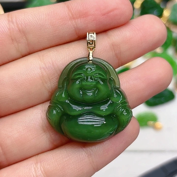 和田玉（碧玉）颈饰18K金镶嵌