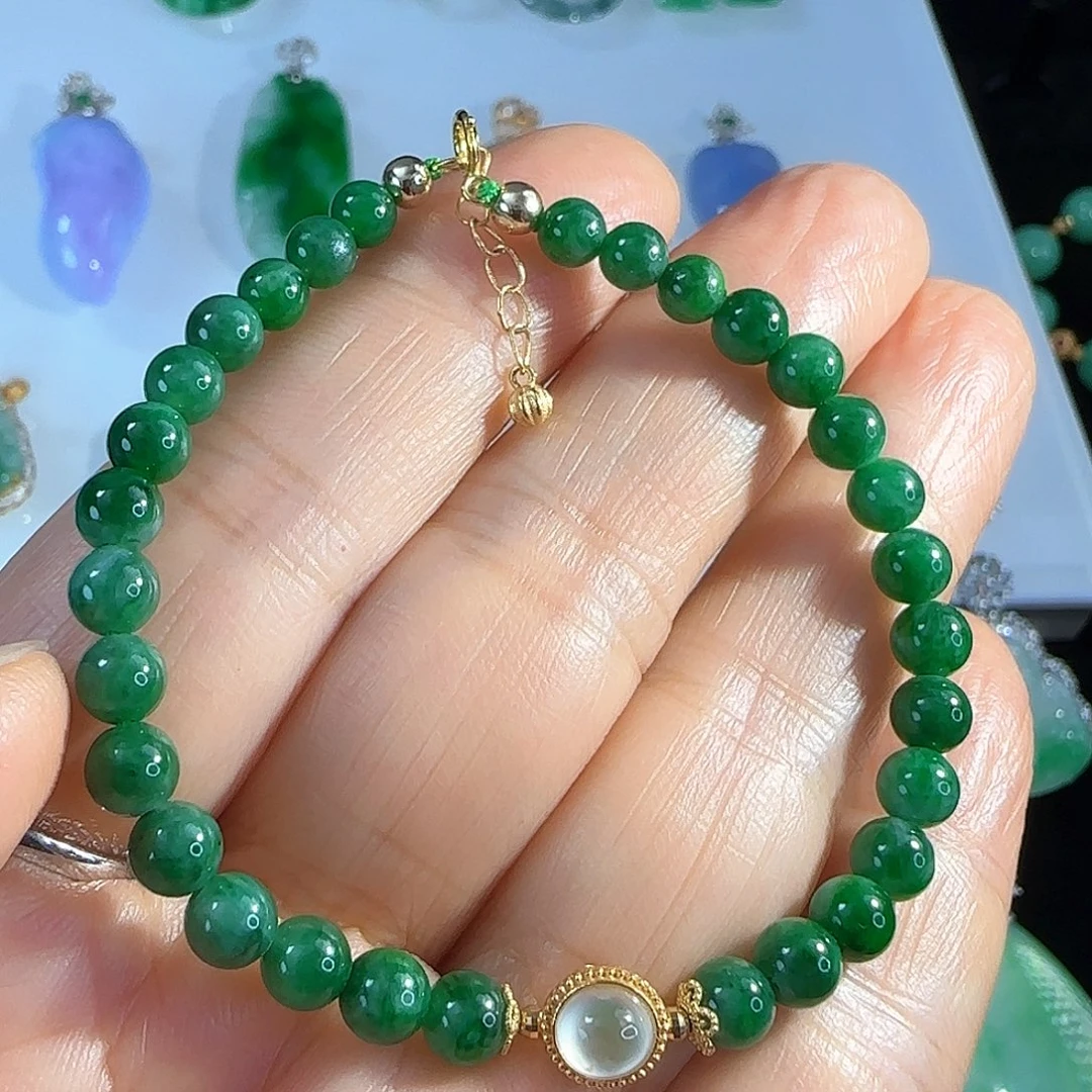 翡翠18K金镶嵌手链