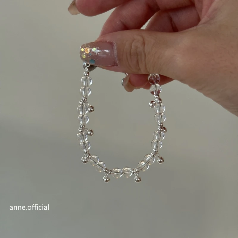 925银手链 简约清冷感圆球铃铛流苏串珠手链【S350】