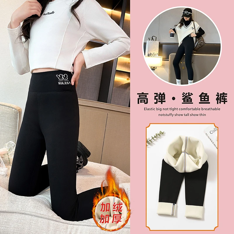 【As】女童加绒加厚鲨鱼裤儿童秋冬外穿保暖裤百搭打底裤HCE147