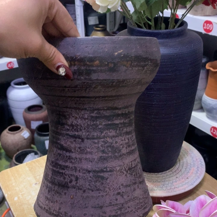 【闪购商品】红陶粗糙盆有孔高24口18