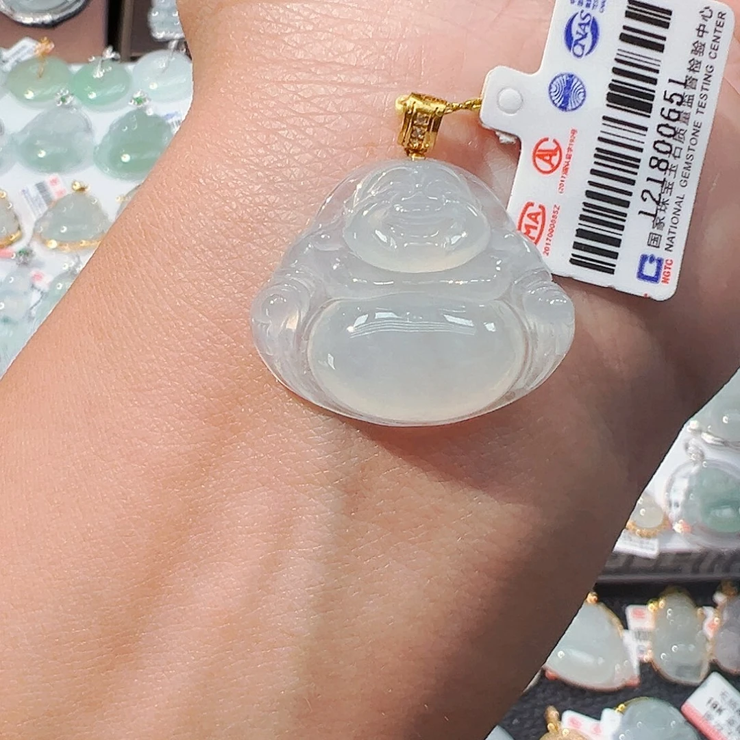 吊坠(不含链)18K金镶嵌翡翠佛公