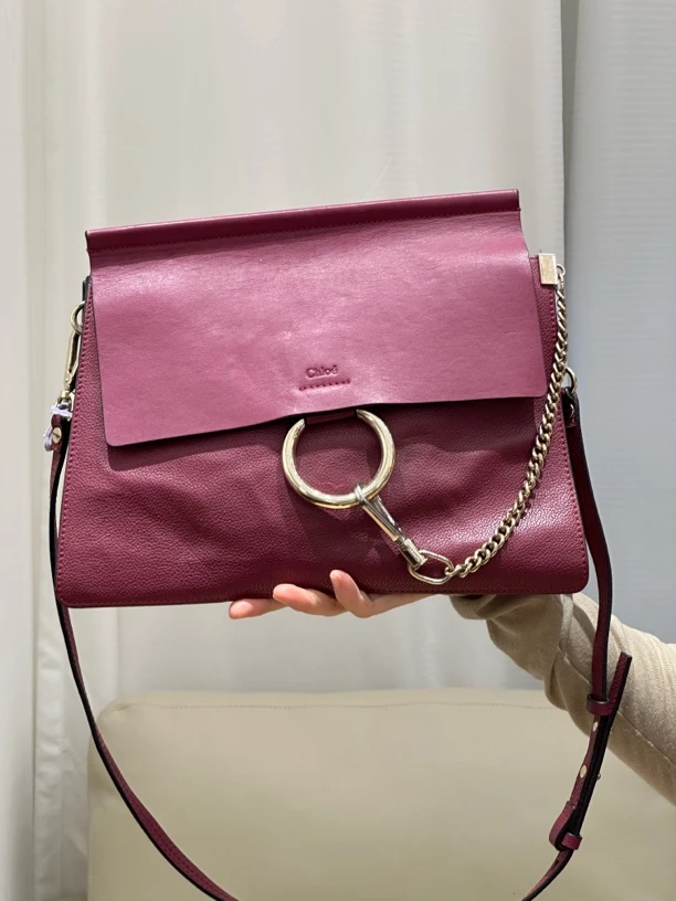 95新 Chloe/蔻依 chloe蔻圆环链条广告明星款单肩包全皮包