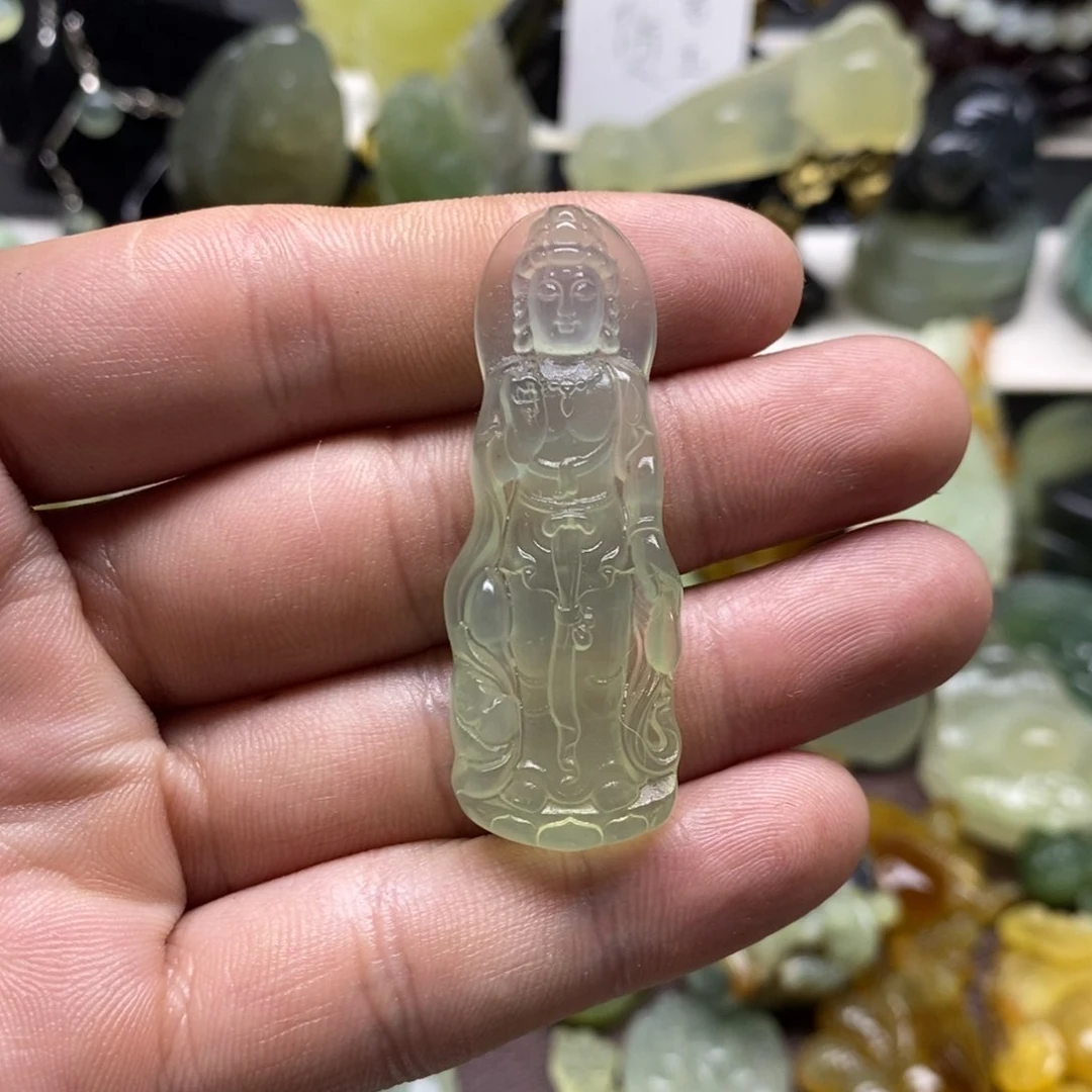 岫玉未镶嵌观音吊坠小**帆