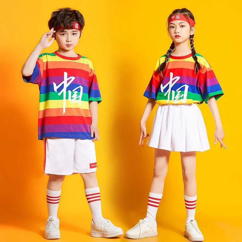 六一儿童表演服幼儿园舞蹈服彩虹中国风小学生啦啦队运动会演出服