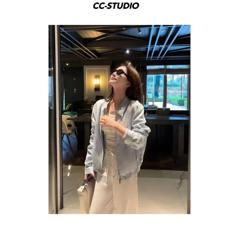 【自由简意】春季新款百搭气质休闲亚麻翻领夹克外套