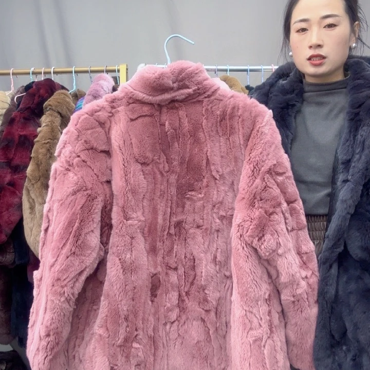 皮粉短款立领m外套