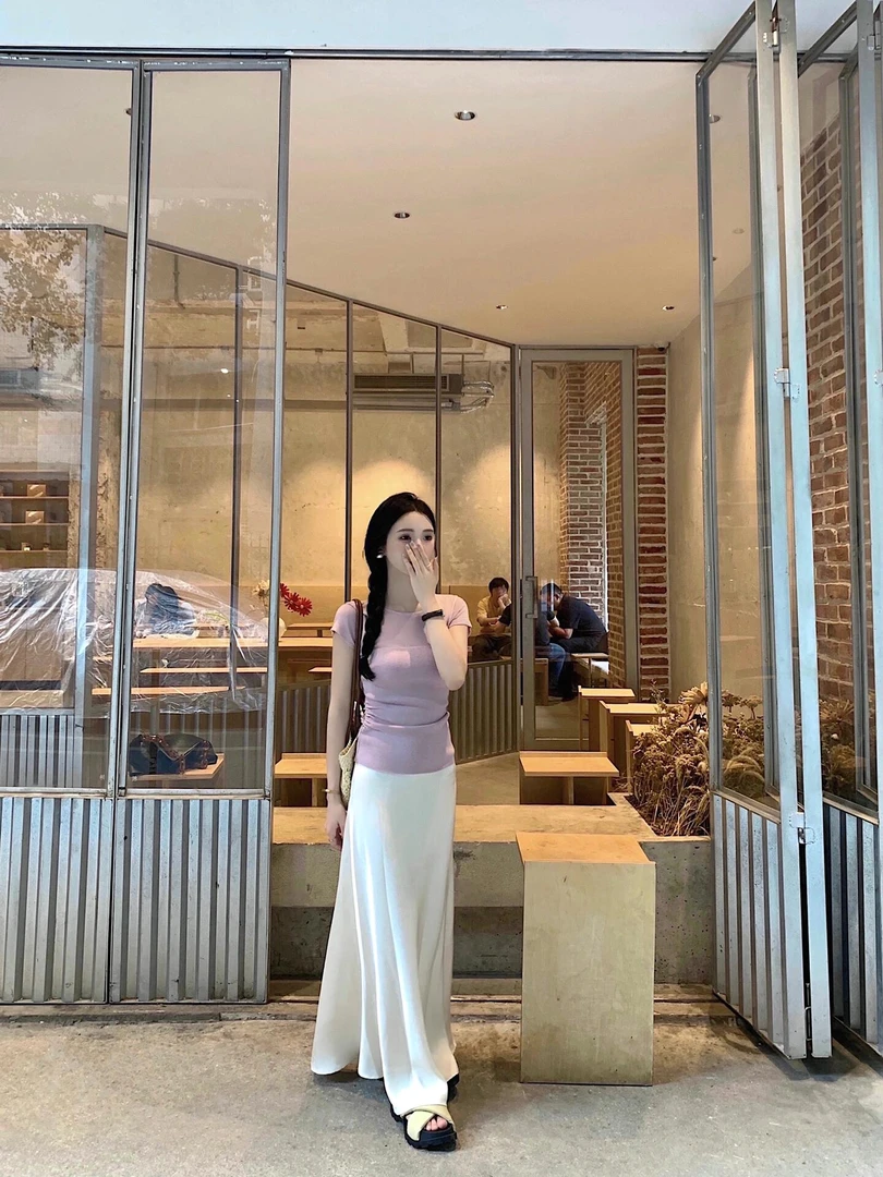 夏季新款轻熟风时尚修身短袖T恤上衣显瘦高腰休闲半身裙两件套女