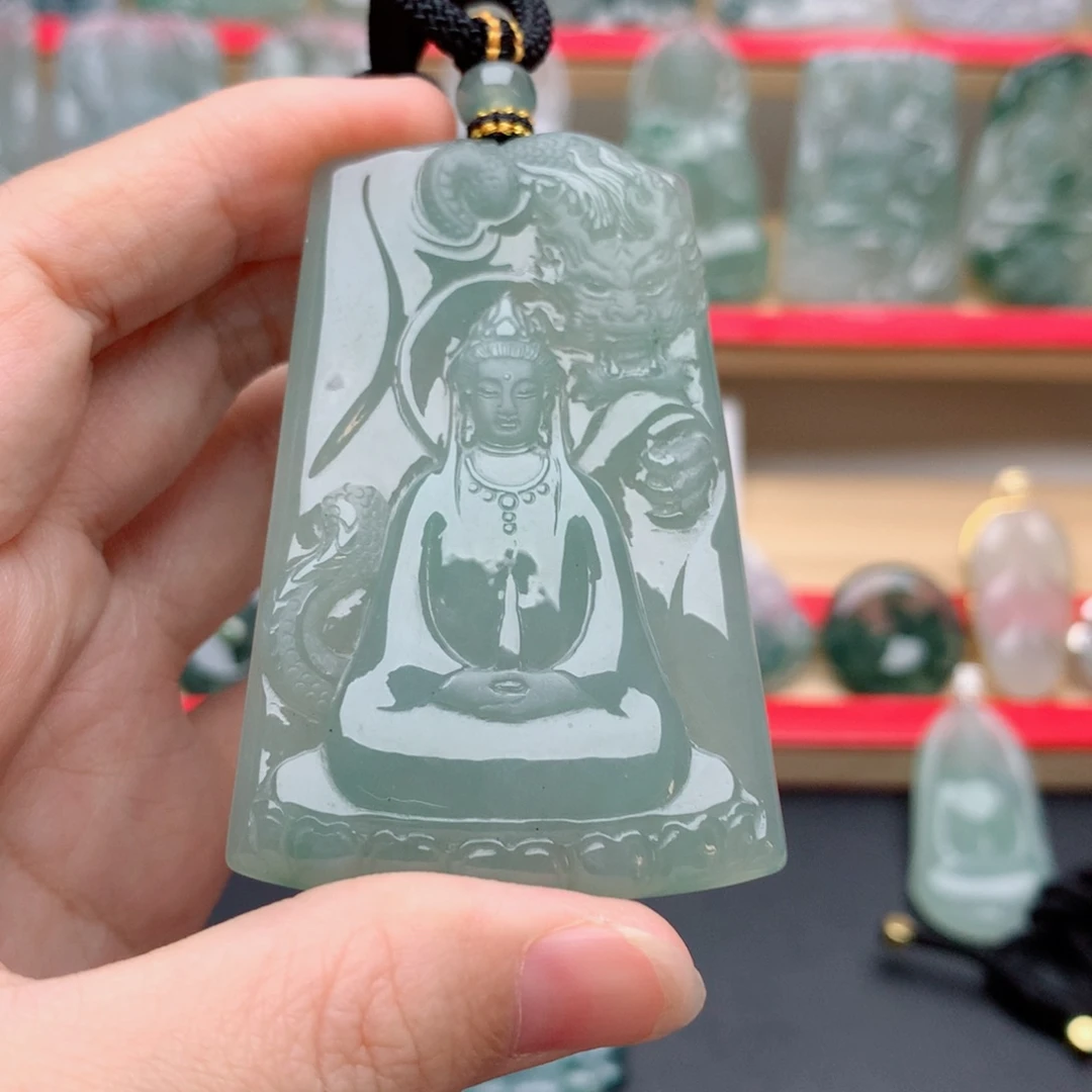 @****翡翠未镶嵌颈饰护主观音