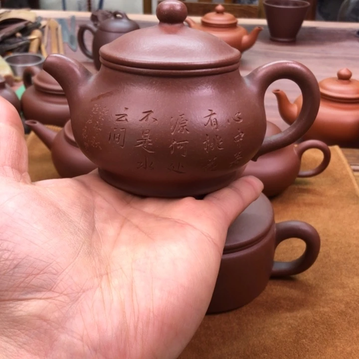紫砂茶壶刻绘底槽清潘壶