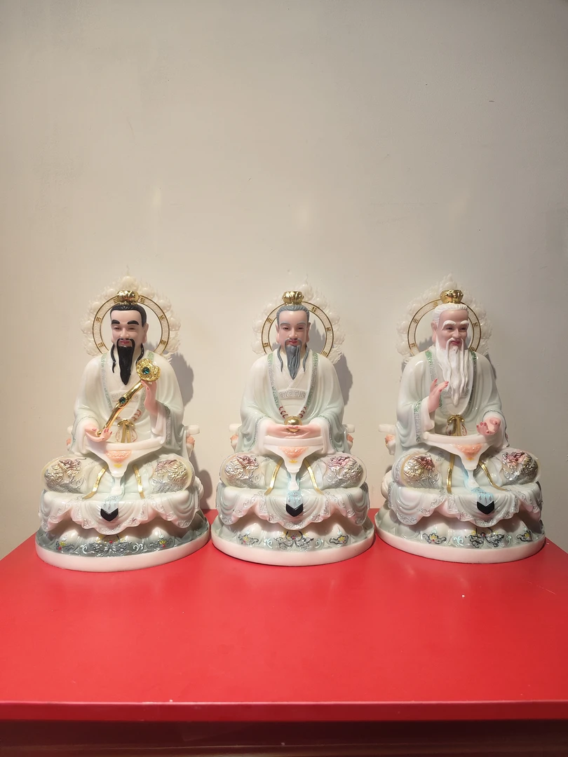 16寸合成汉白玉空心三清