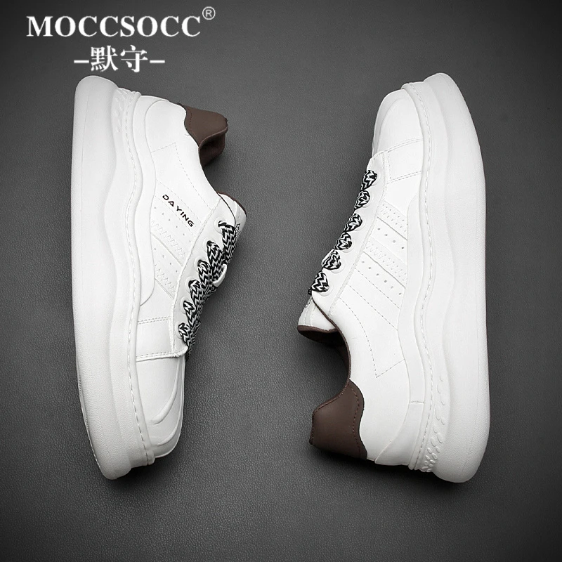 MOCCSOCC板鞋男款韩版潮流男鞋厚底增高低帮鞋时尚百搭休闲运动鞋
