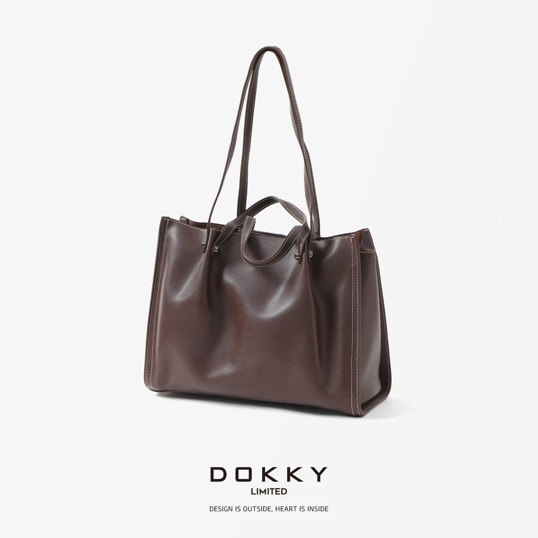 【SL中古文件包.尖货】DOKKY头层牛皮.品牌订单.大容量|单肩手提包