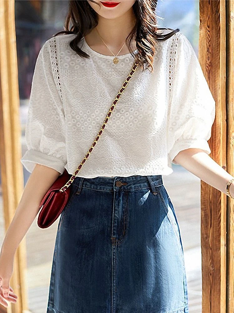 2025长袖蕾丝雪纺衫蕾丝立领修身上衣设计感显瘦百搭洋气气质上衣