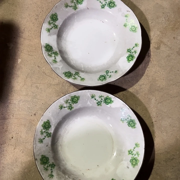 日用釉下五彩官窑瓷器15厘米小绿花深盘