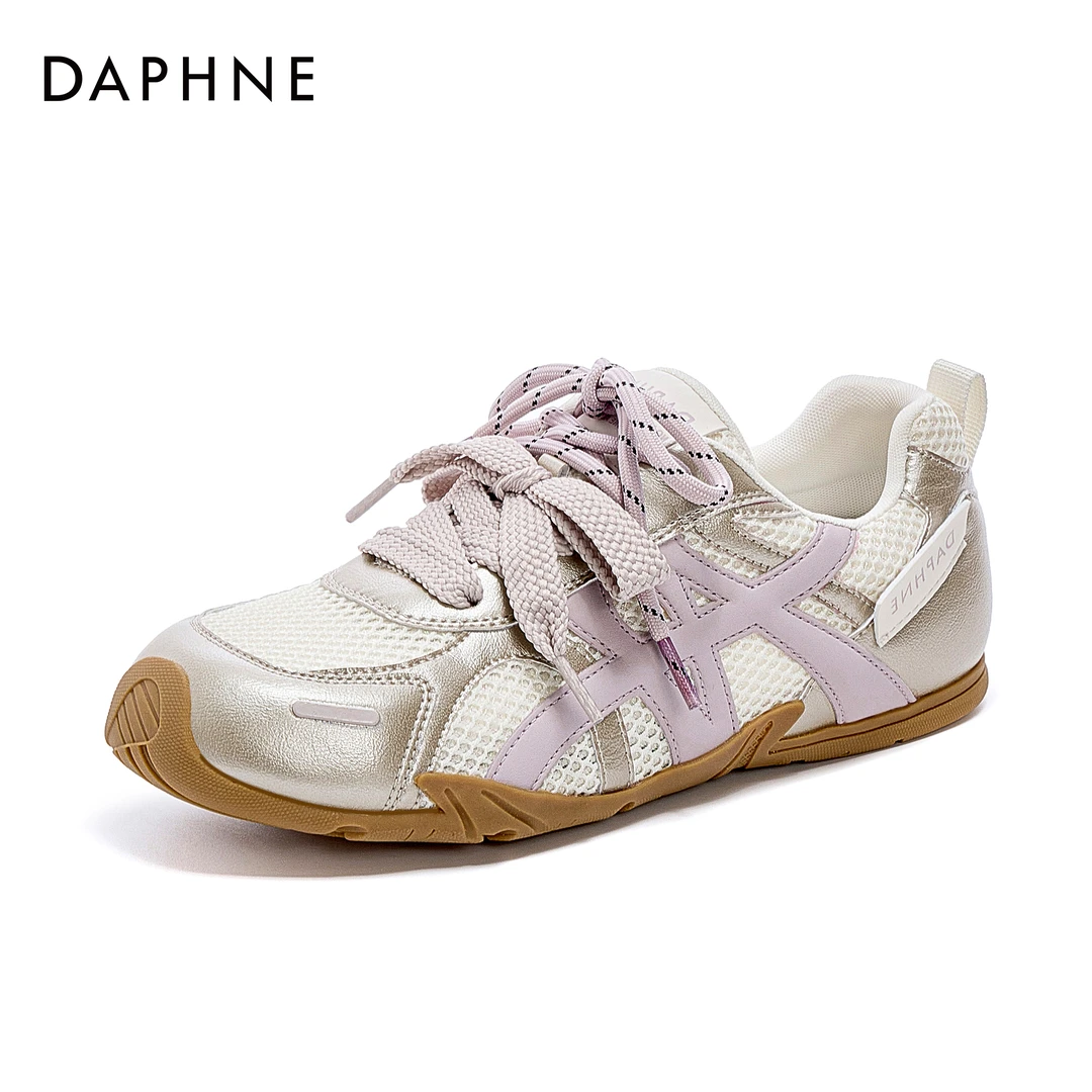 达芙妮2025年夏季新款飞织网面德训鞋透气百搭休闲女鞋时尚内增高