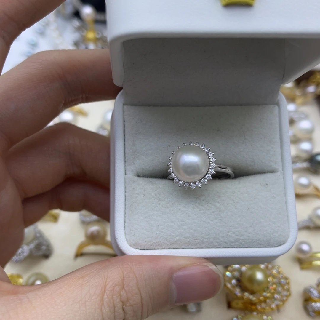 银S925镶嵌淡水珍珠戒指