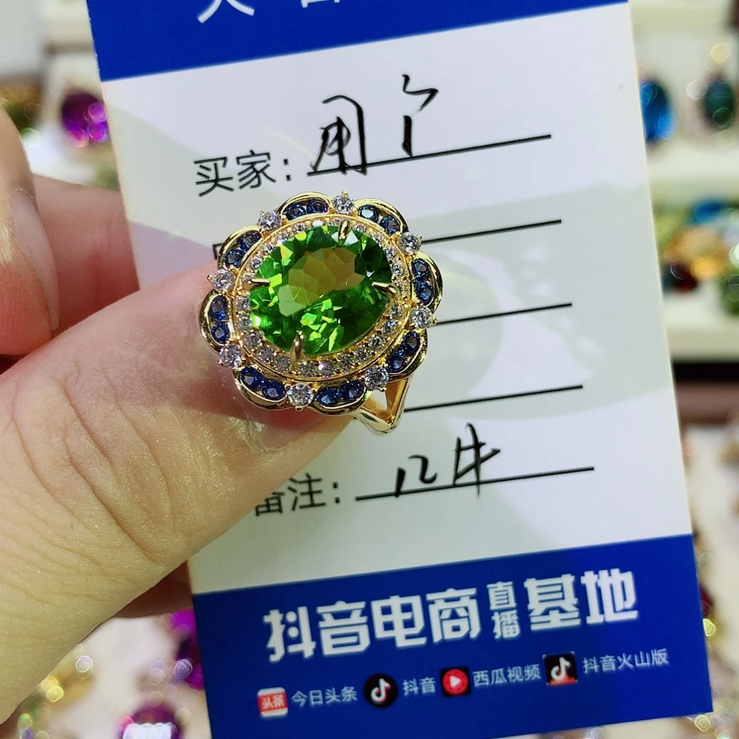 用***过橄榄石戒指银S925镶嵌