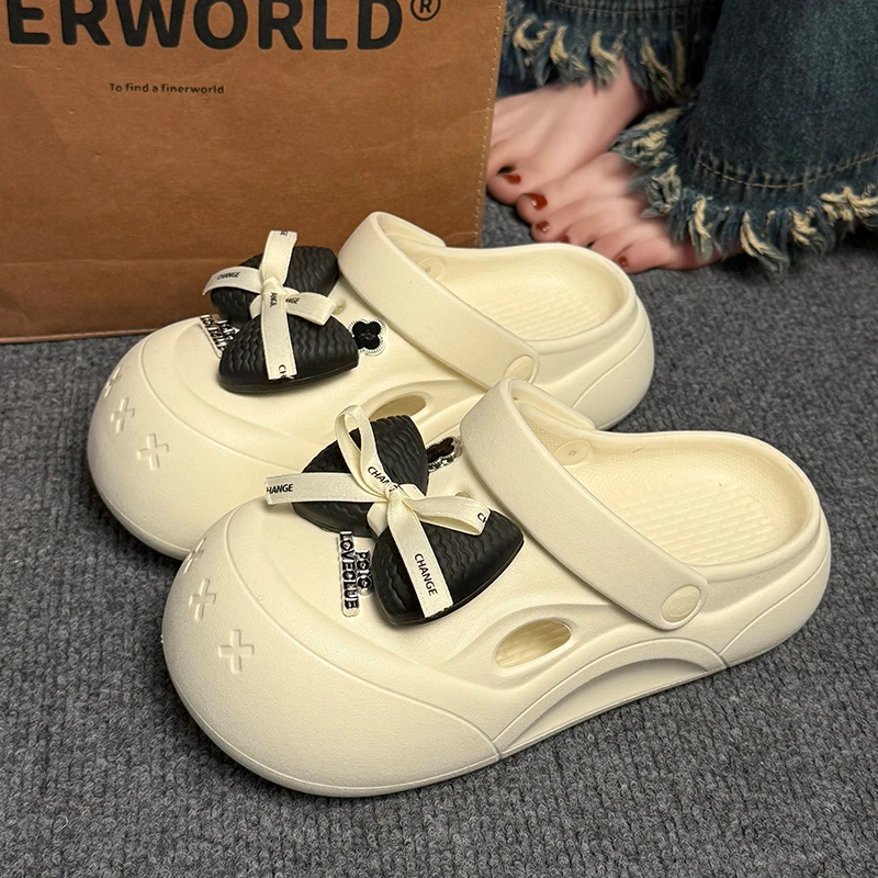 启布熊夏季外穿厚底EVA洞洞鞋女款2025新款爆款防滑时尚室外凉鞋