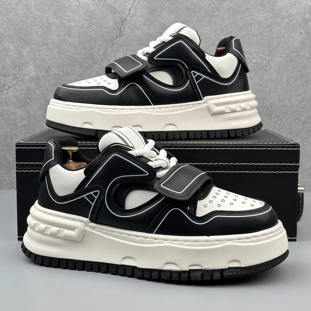 男鞋2025秋季新款厚底休闲运动鞋高级感板鞋潮牌小众设计感小白鞋