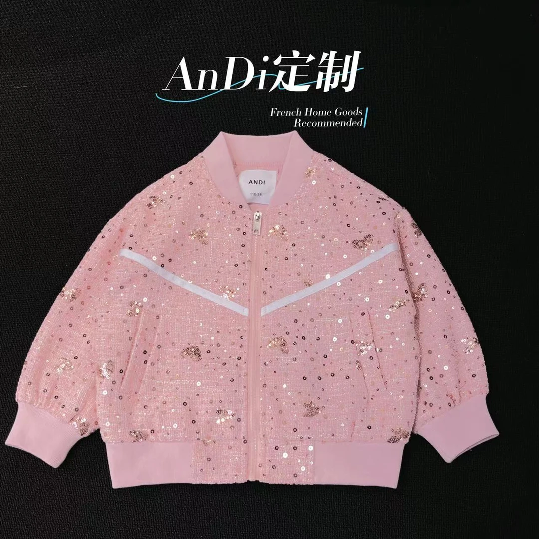 〖ANDI〗订制春款中大童洋气韩系亮片拉链外套2728