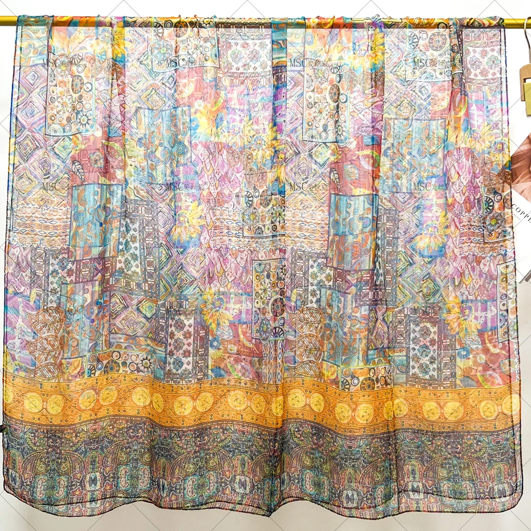 新款【彩幻图】大尺寸130*180薄丝巾防晒纱巾波西米亚民族风女