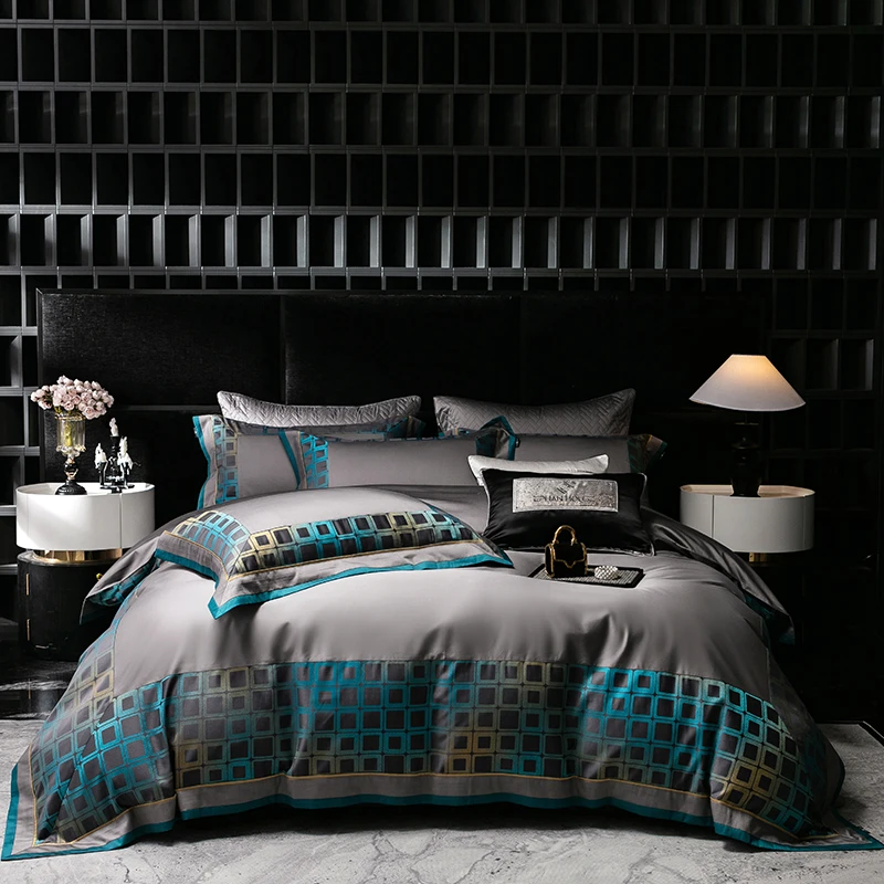 高端新款色织大提花100S澳棉纯棉四件套轻奢别墅卧室高级全棉床品