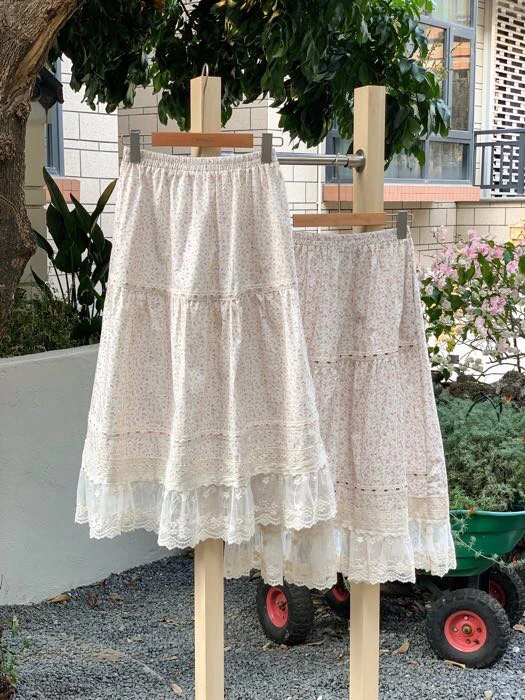 5852夏季蕾丝花边碎花半裙显瘦