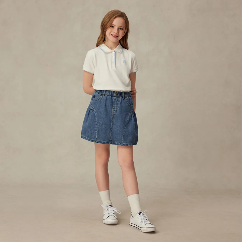 【银泰百货XH】eland kids衣恋童装女童POLO衫 撞色EKHWF2321K