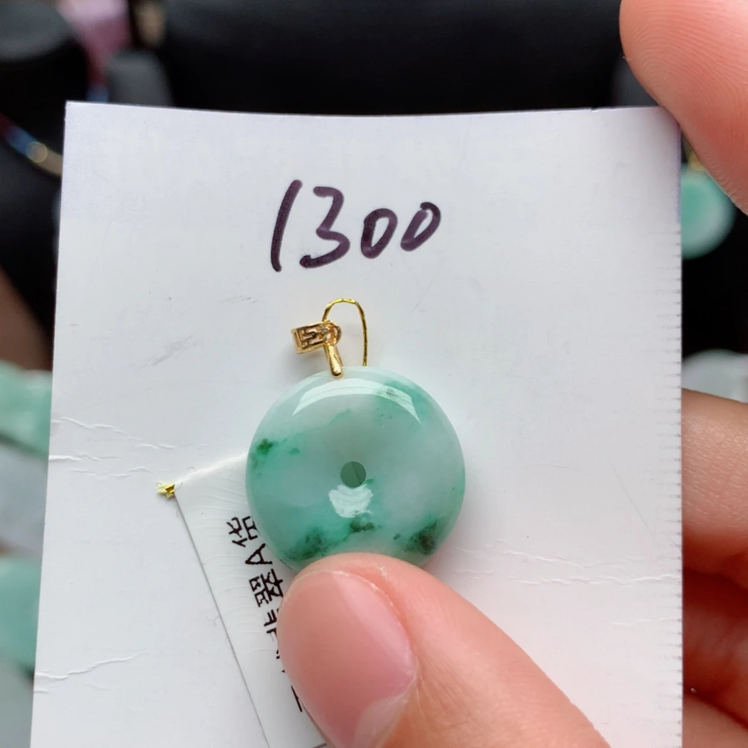 翡翠颈饰银S925镀金镶嵌吊坠