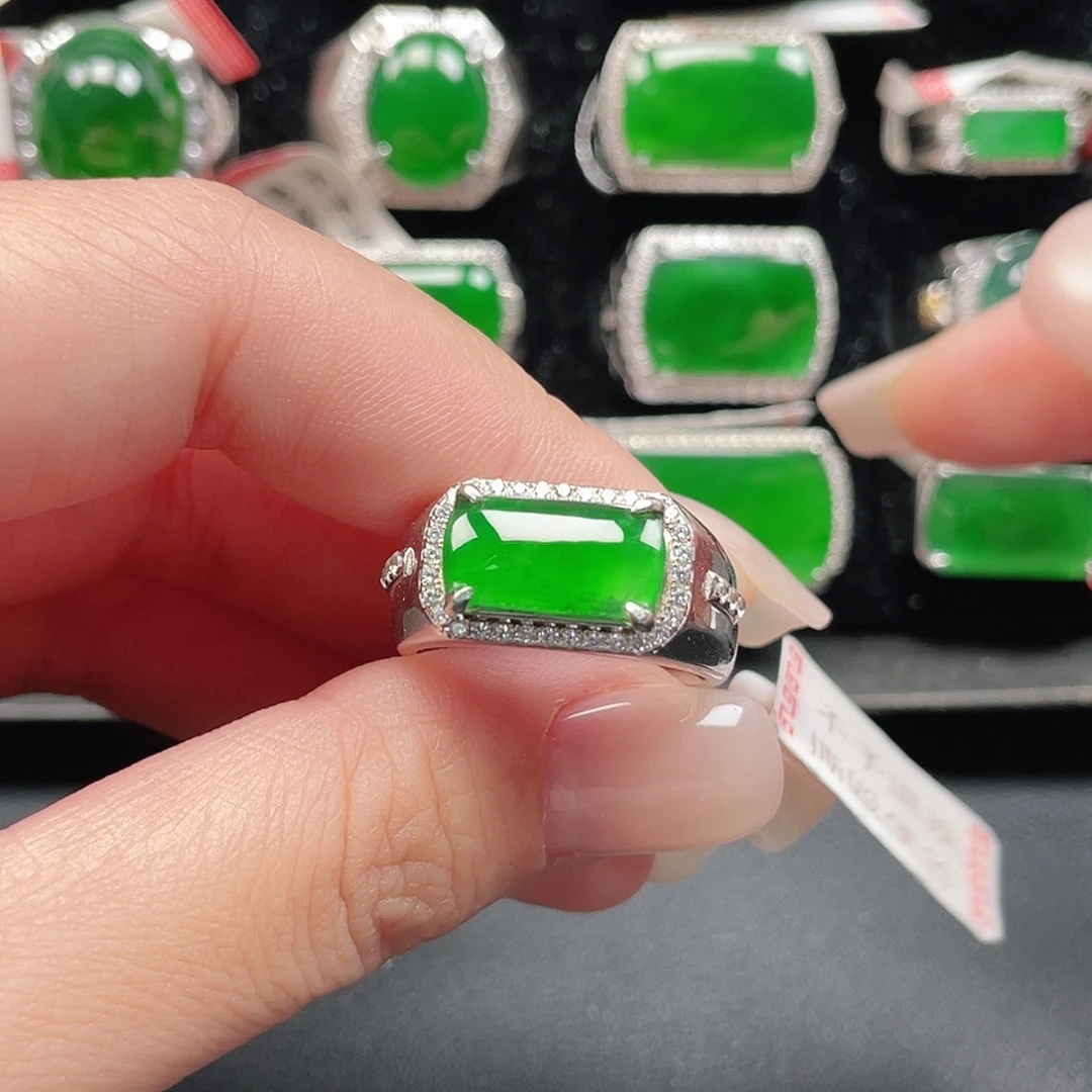 多***话翡翠银S925镶嵌戒指没有运费险3547