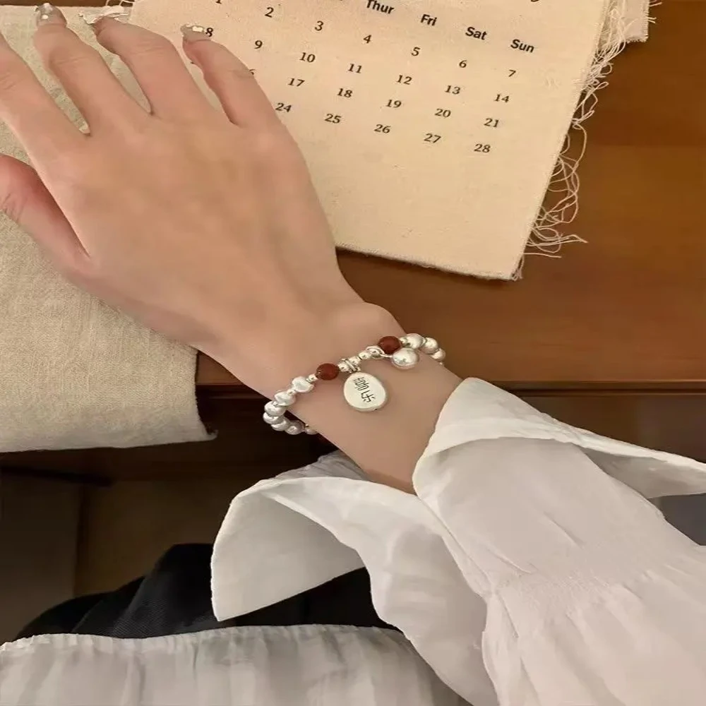 足银手链 喜乐女手工手串送闺蜜设计感简约ins弹力气质时尚女款