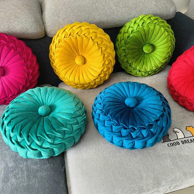 天鹅绒 富贵手工抱枕diy材料包花开富贵汽车靠枕圆形南瓜抱枕靠垫