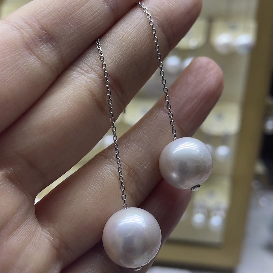 淡水珍珠耳饰银S925镶嵌