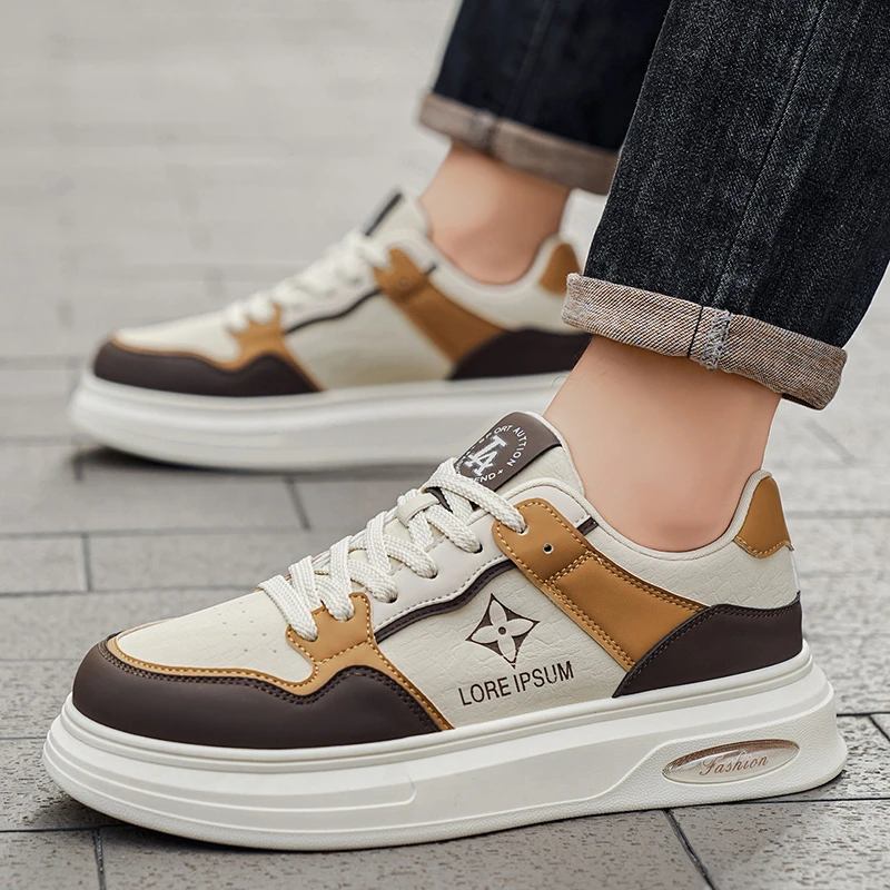 男鞋秋季潮牌百搭板鞋男士休闲皮鞋运动厚底增高小白潮鞋网红爆款