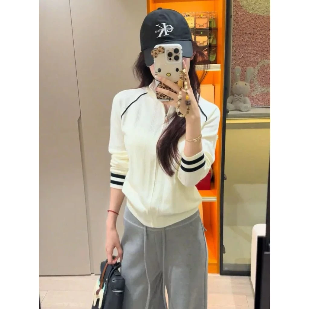 质量秋冬立领针织衫长袖新款外搭开衫拉链设计感宽松上衣