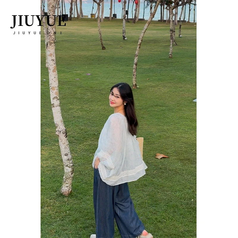 九月Oni【晨雾花园】米白色衬衫女超显瘦提花上衣气质C009A25