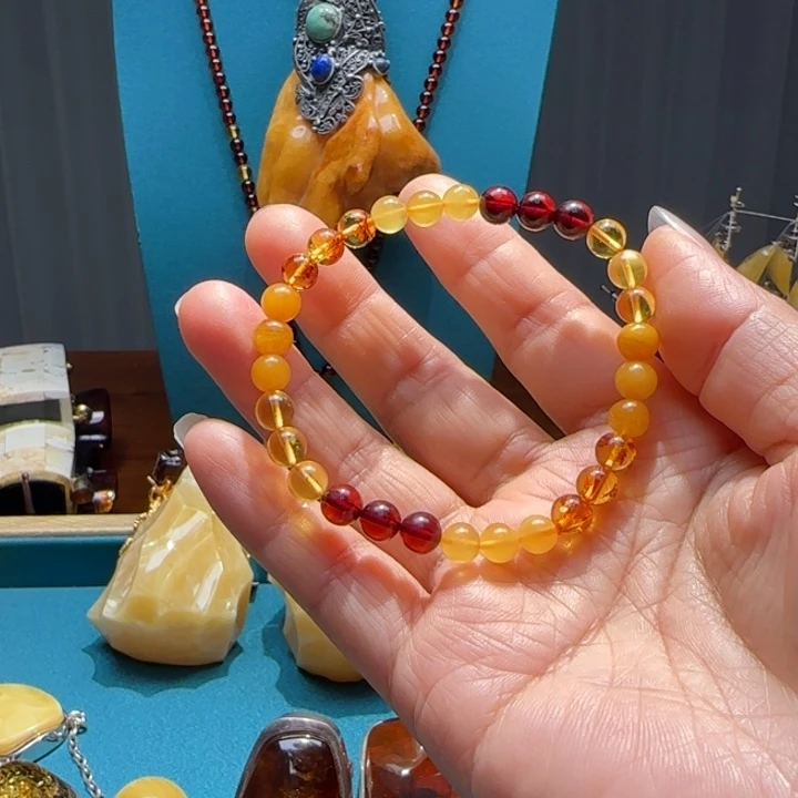 琥珀未镶嵌手链波兰设计款琥珀蜜蜡