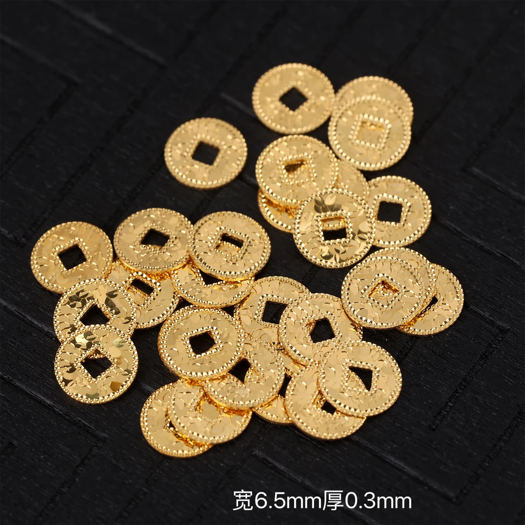 【来福工厂】18k金实心金碎冰冰爆闪龙鳞钱币编绳手串项链配饰配件